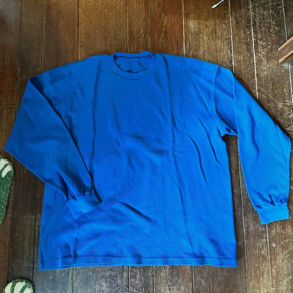 LOS ANGELES APPAREL LONG SLEEVE HEAVY THERMAL CREW NECK BLUE 2xl